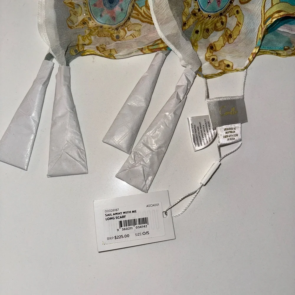 Camilla “Sail Away With Me” pink blue silk nautical baroque scarf belt wrap top - Picture 4 of 4